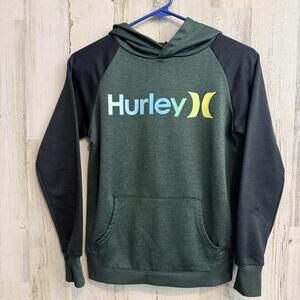 Hurley Boy's Medium (10/12) Hooded Sweatshirt Green and Black